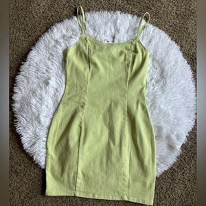 H&M Divided Jean Dress New Lime Green Mini Short Denim Bright Beach Womens Small